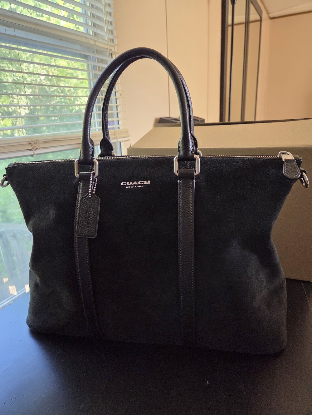 Coach Caleb Black Suede Bag